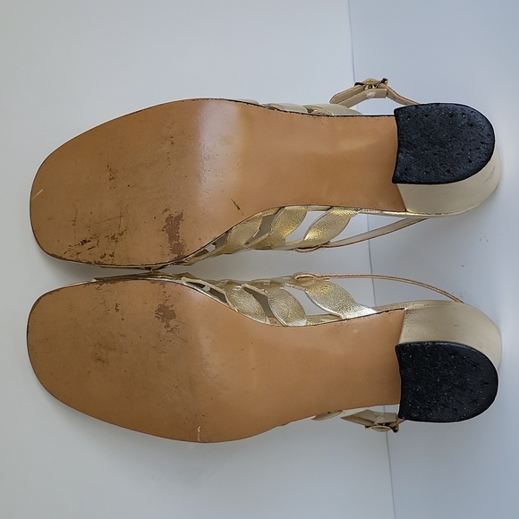 Lifestride Cuscino Vintage Made In USA Vintage Gold Block Heeled Sandals 7.5 N - Picture 7 of 16